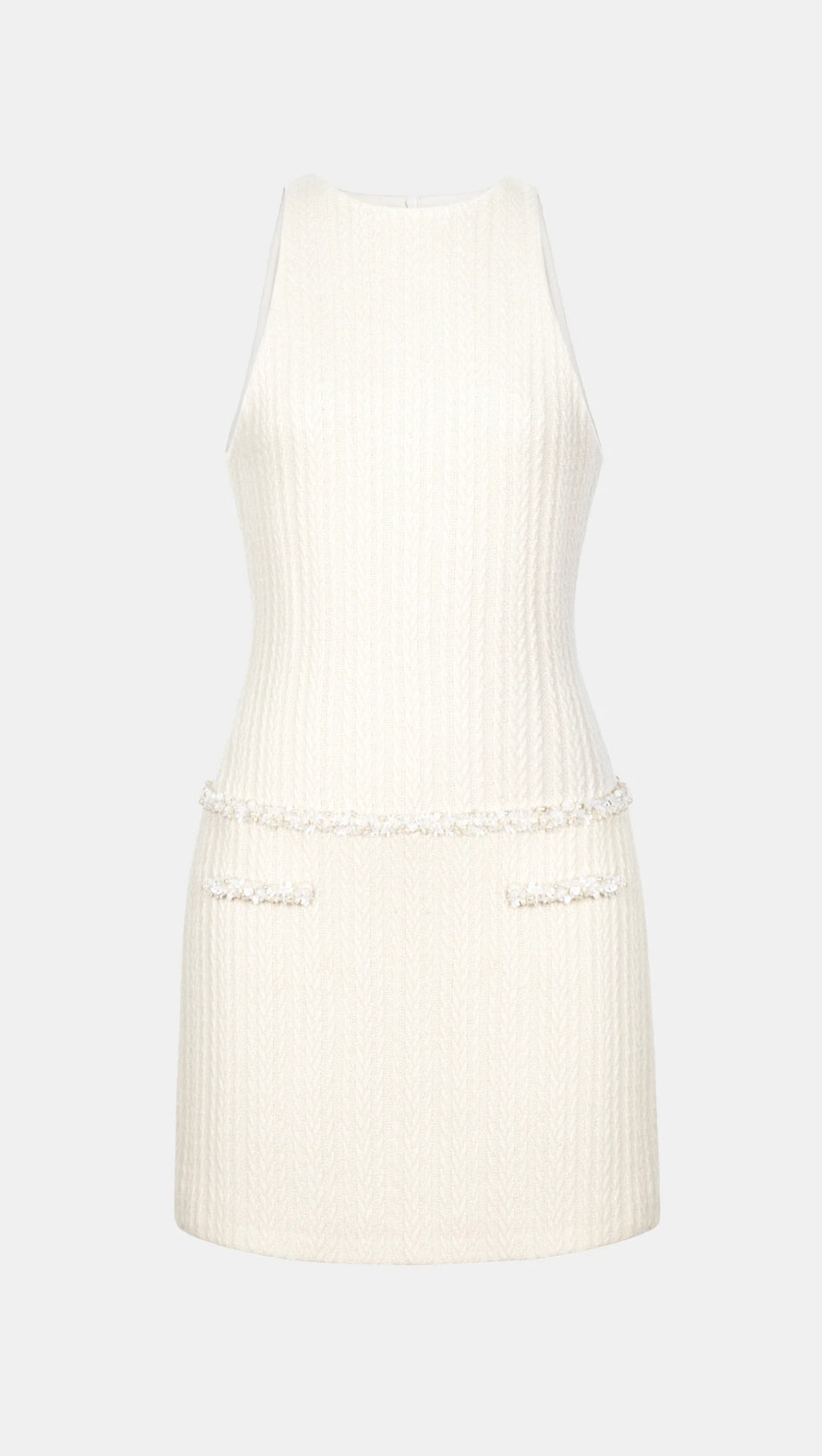ABENE SLEEVELESS BEADED EMBELLISHED KNIT MINI DRESS