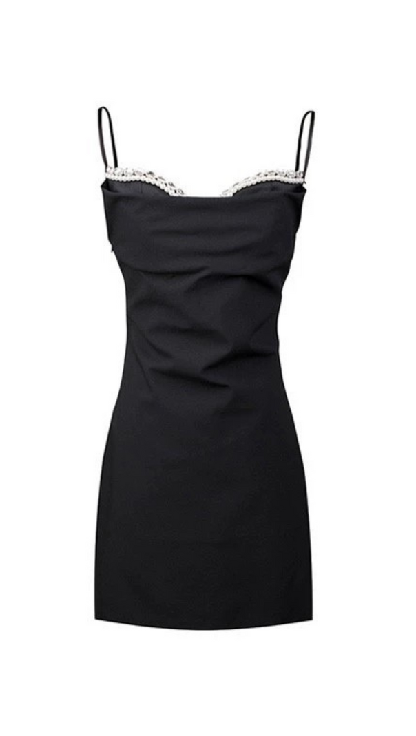 AIIZIE CRYSTAL CAMISOLE MINI DRESS IN BLACK - product image