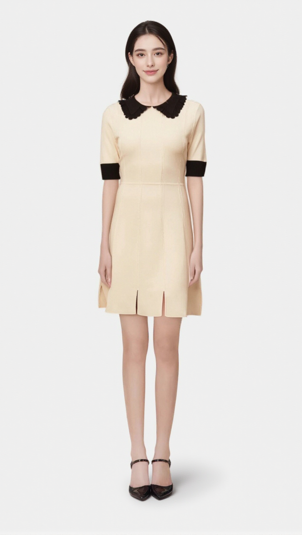 AIIZIE ANDRÉA WHITE SPLIT-HEM KNITTED MINI DRESS - product image
