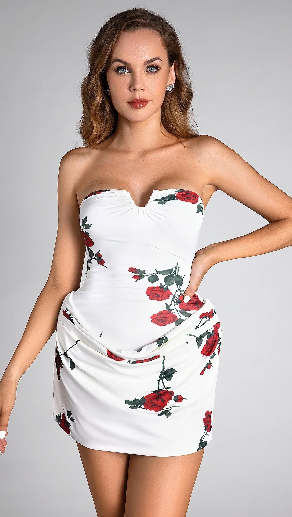 AIIZIE PULAS OFF SHOULDER FLORAL PLEAT DRESS - product image