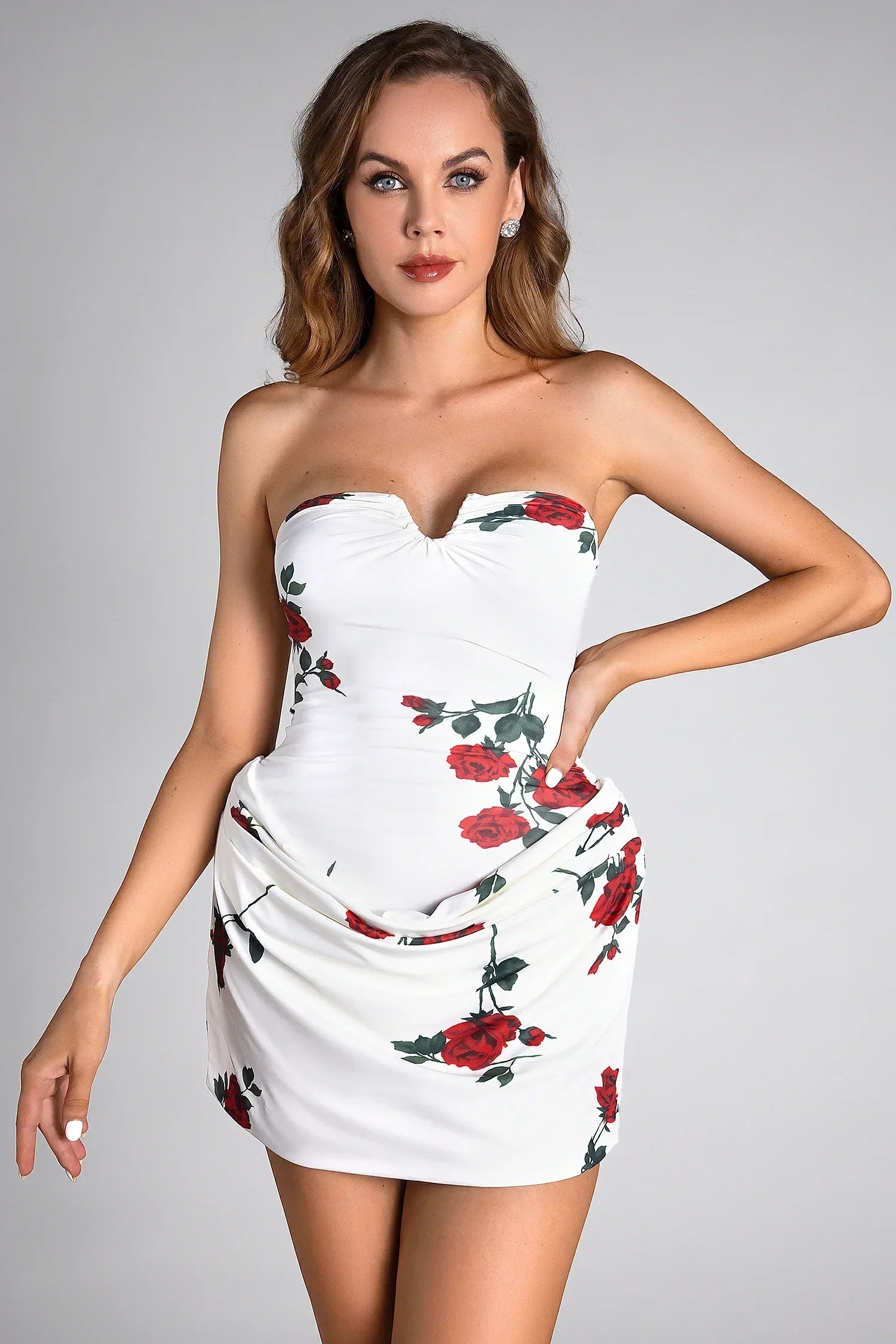 PULAS OFF SHOULDER FLORAL PLEAT DRESS