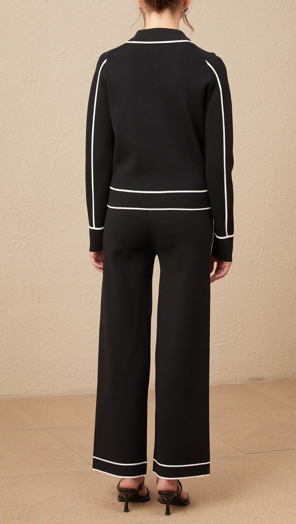 AIIZIE SEVEN-BUTTON BLACK PIPED-TRIM JACKET - product image