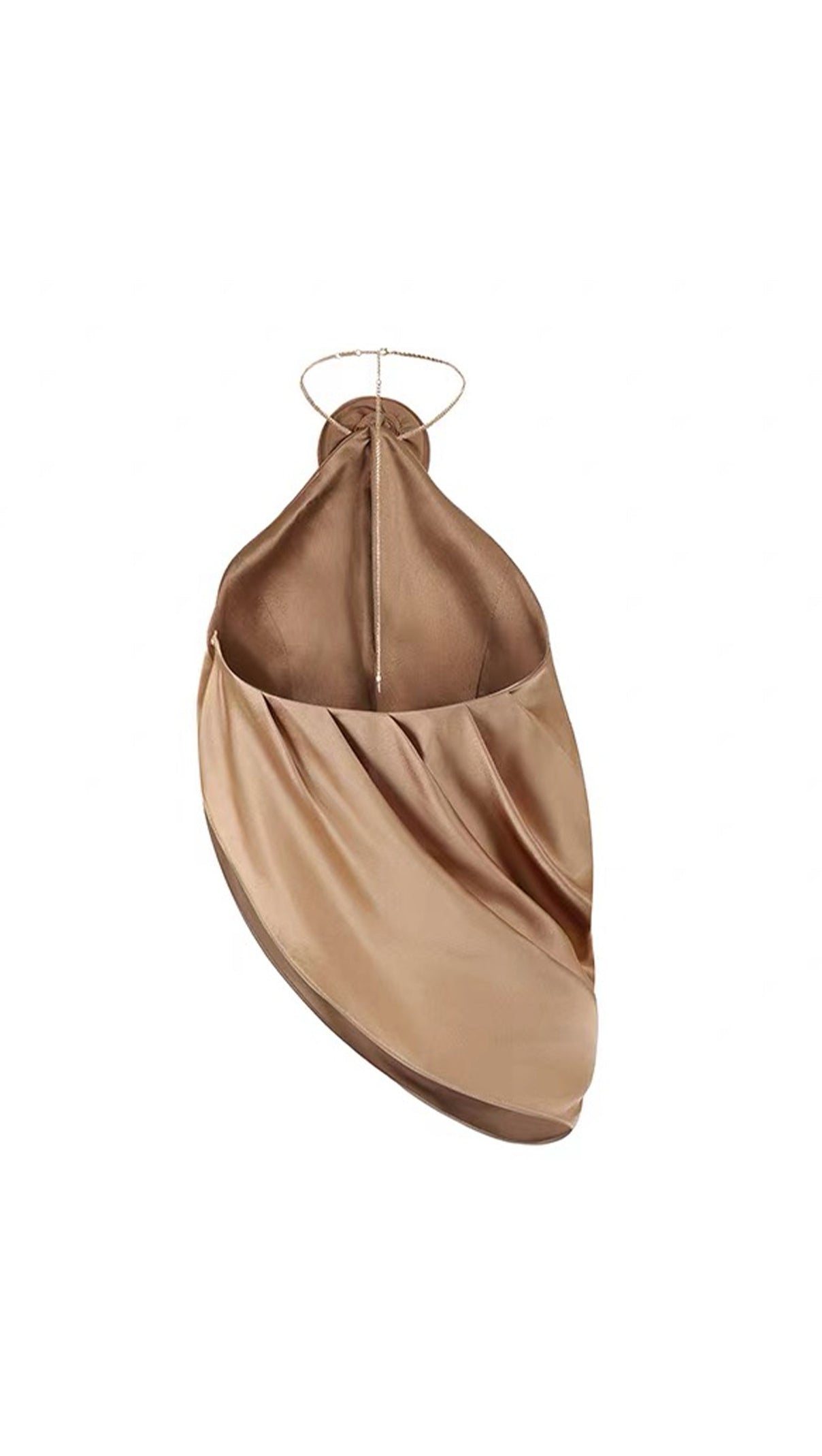 AIIZIE SATIN COWL NECK HALTER TOP IN GOLD - product image