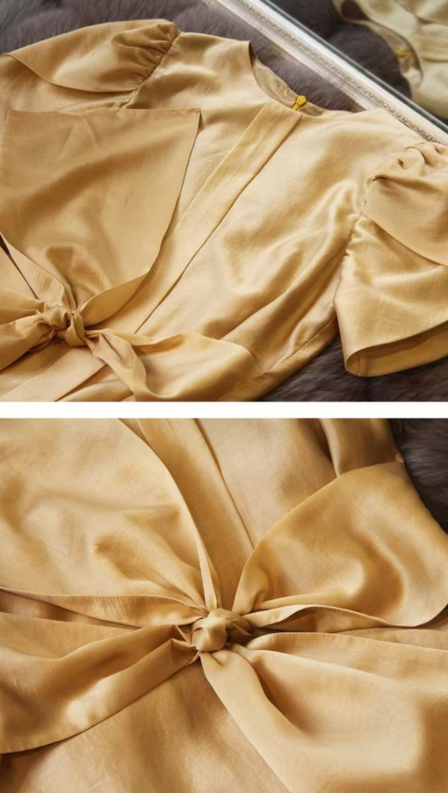 KAHKI BODYCON FIT BOW MINI DRESS