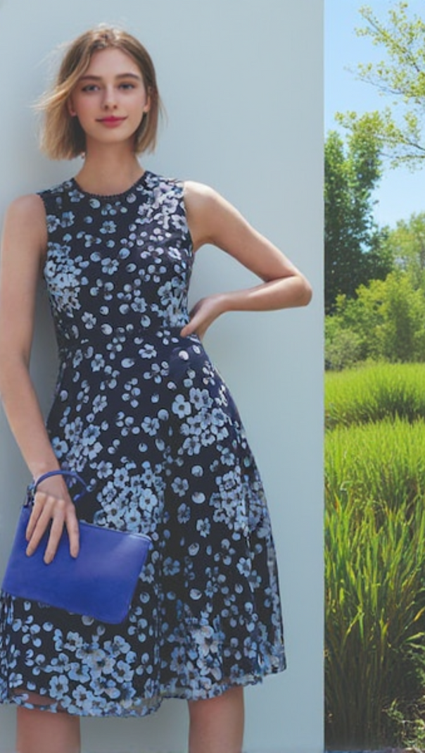 AIIZIE LILITH FLORAL MIDI DRESS IN NAVY - product image