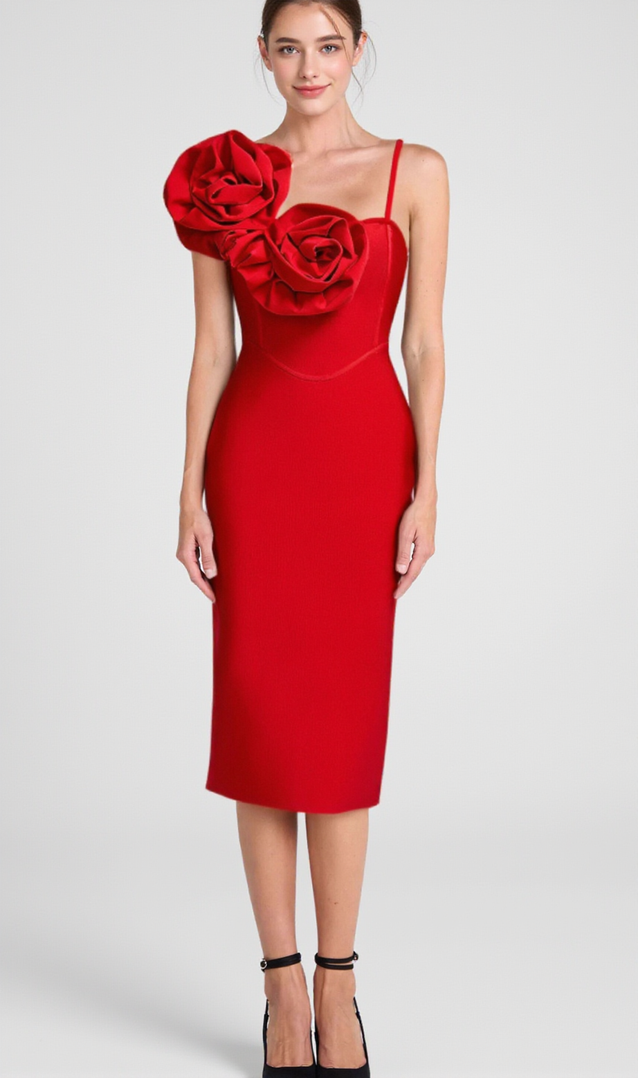 MIDIKLEID MIT RIESIGEM BLUMENBAND