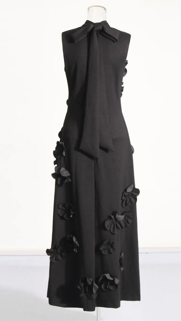 AIIZIE ANNONA BLACK FLOWER EMBELLISHED MAXI DRESS - product image