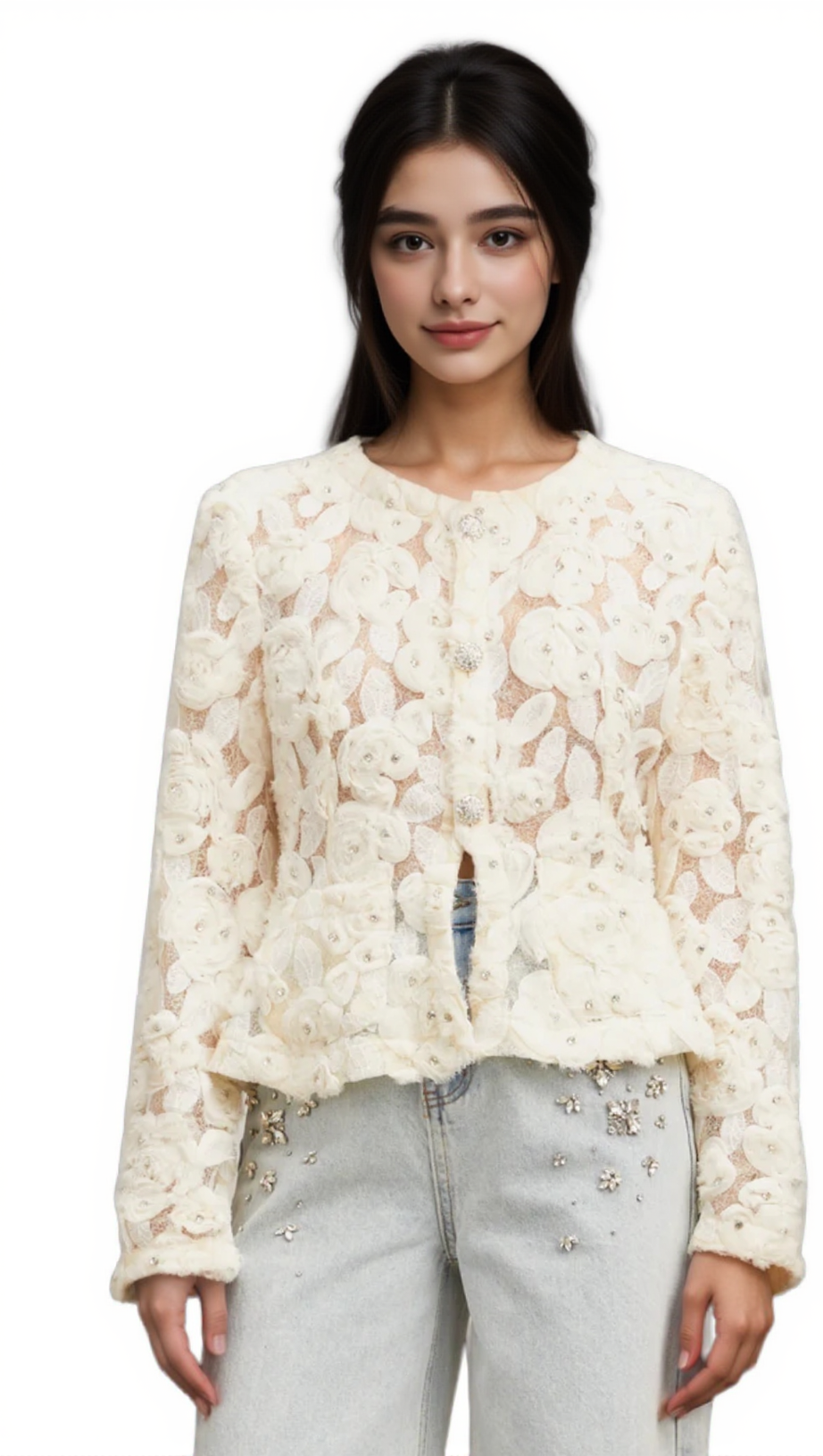 MARIANNE FLORAL-APPLIQUÉ EMBELLISHED JACKET
