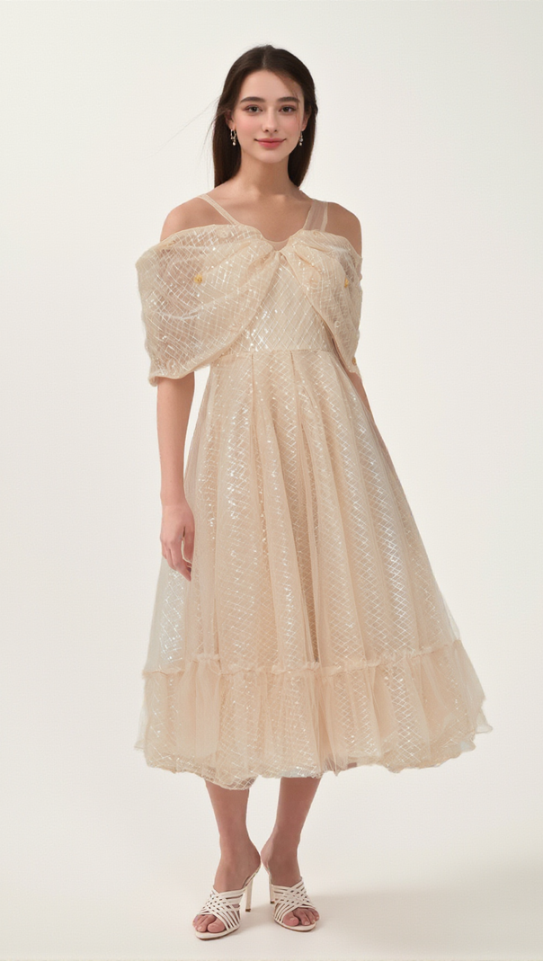 AIIZIE DANIELLE SEQUINED TULLE MIDI DRESS - product image