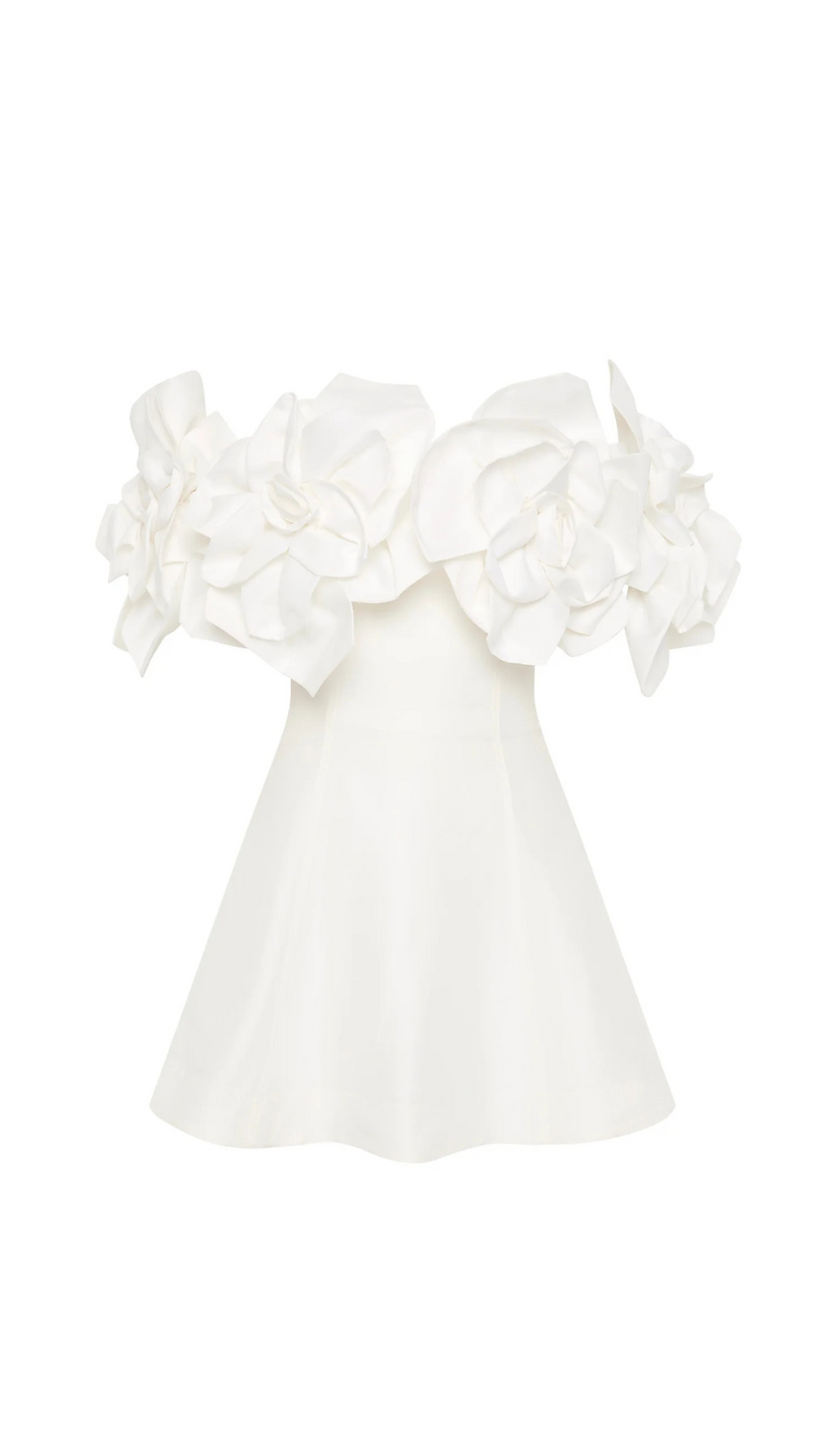 ETTA FLOWER STRAPLESS MINI DRESS IN IVORY