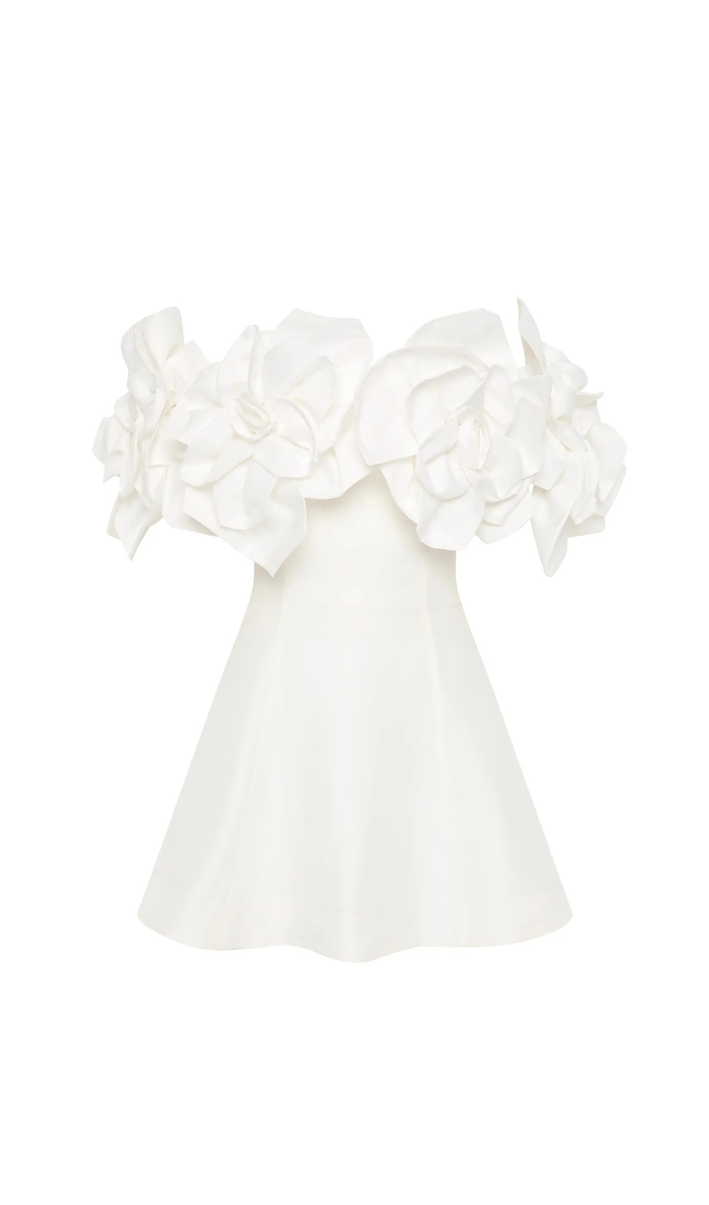 ETTA FLOWER STRAPLESS MINI DRESS IN IVORY