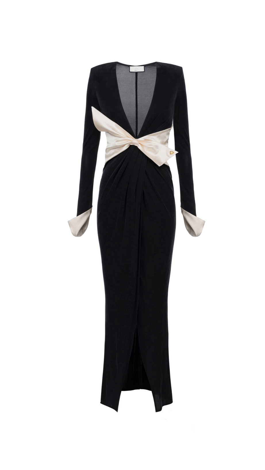 BOW BLACK CARPET DRESS IN DRAPE JERSEY