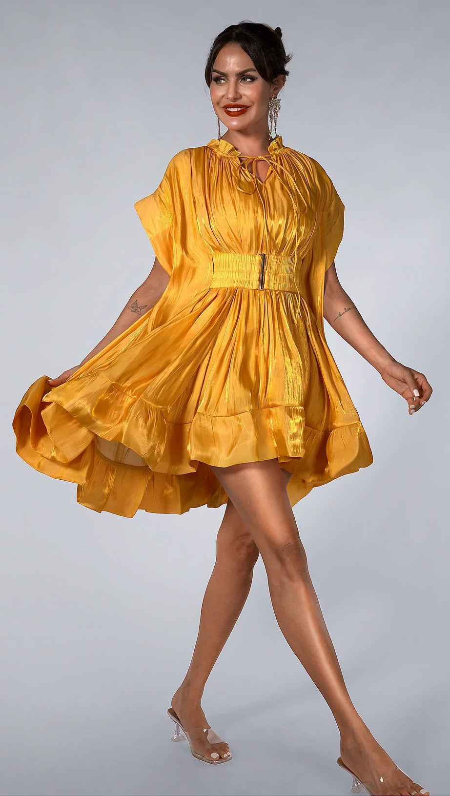 CALYSA 3D FLORAL RUFFLE MINI DRESS