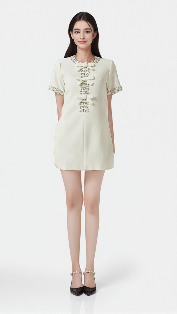 CLARISSE BOWKNOT CRYSTAL-EMBELLISHED MINI DRESS