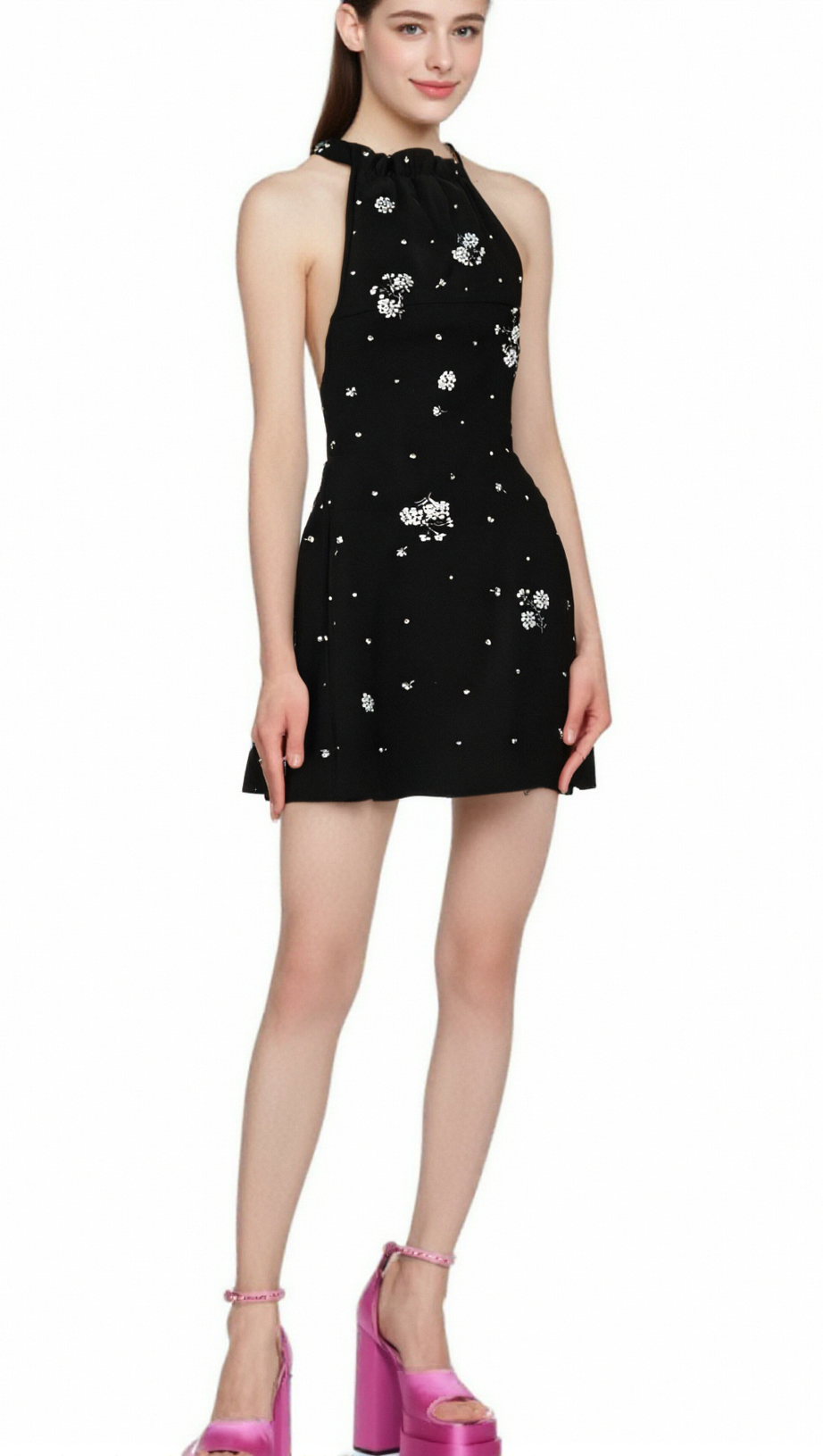 ARIANE CRYSTAL-EMBELLISHED SCOOP-BACK MINI DRESS