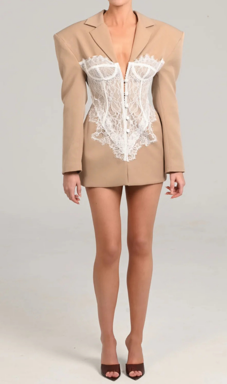 Alvera Spitzen-Korsett-Blazer in Khaki