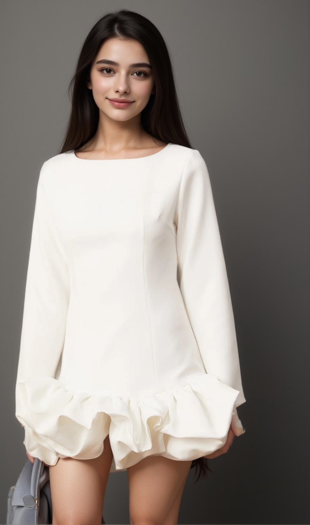 ELODIE WHITE BUBBLE-SKIRT MINI DRESS