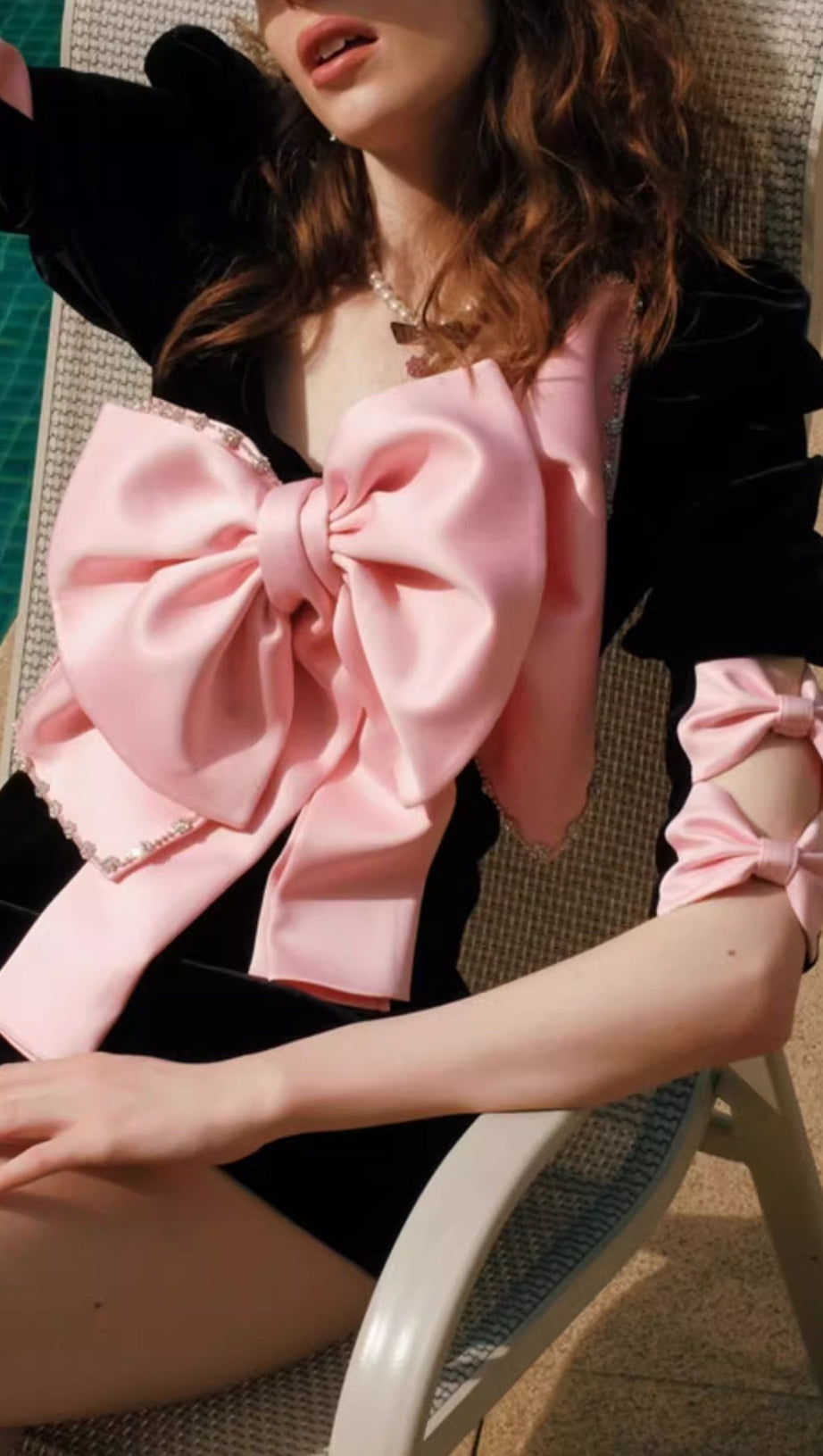 BOW EMBELLISHED MINI DRESS