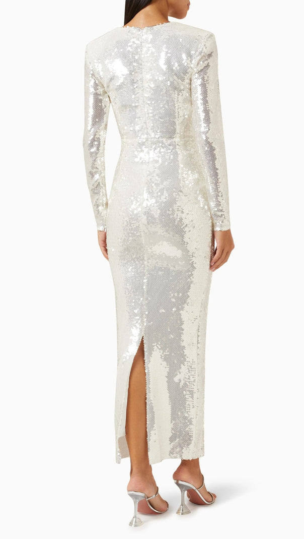 AIIZIE SEQUIN CUT OUT FLOWER MAXI DRESS - product image