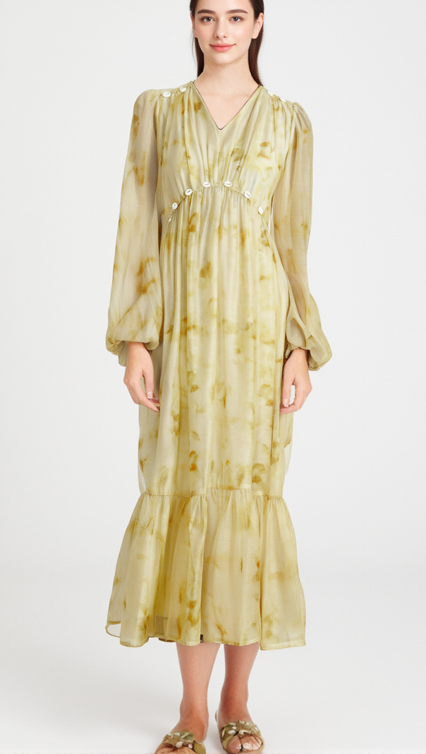 AIIZIE VANESSA SHELL-EMBELLISHED TIE-DYE MIDI DRESS - product image