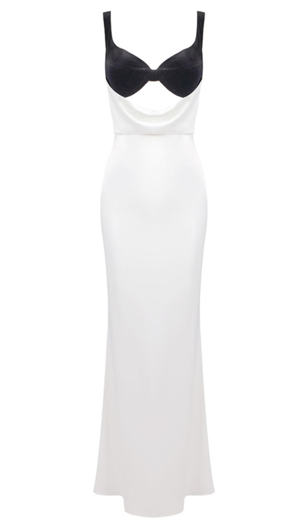AIIZIE VELVET BUSTIER MAXI DRESS BLACK WHITE - product image