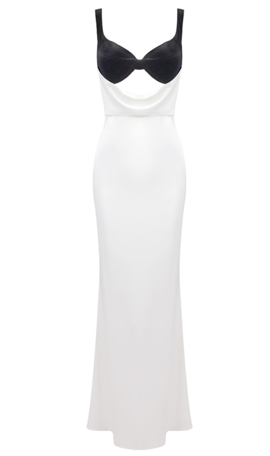 Velvet Bustier Maxi Dress Black White