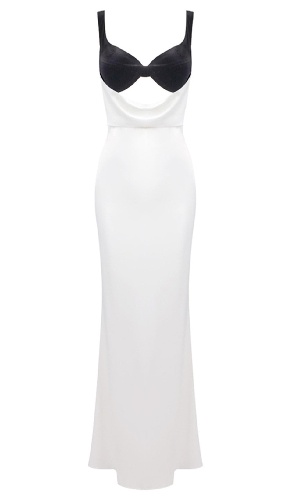 Samt-Bustier-Maxikleid Schwarz Weiß