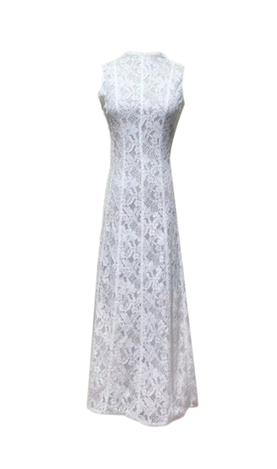 tina Embroidered lace sleeveless maxi dress in white