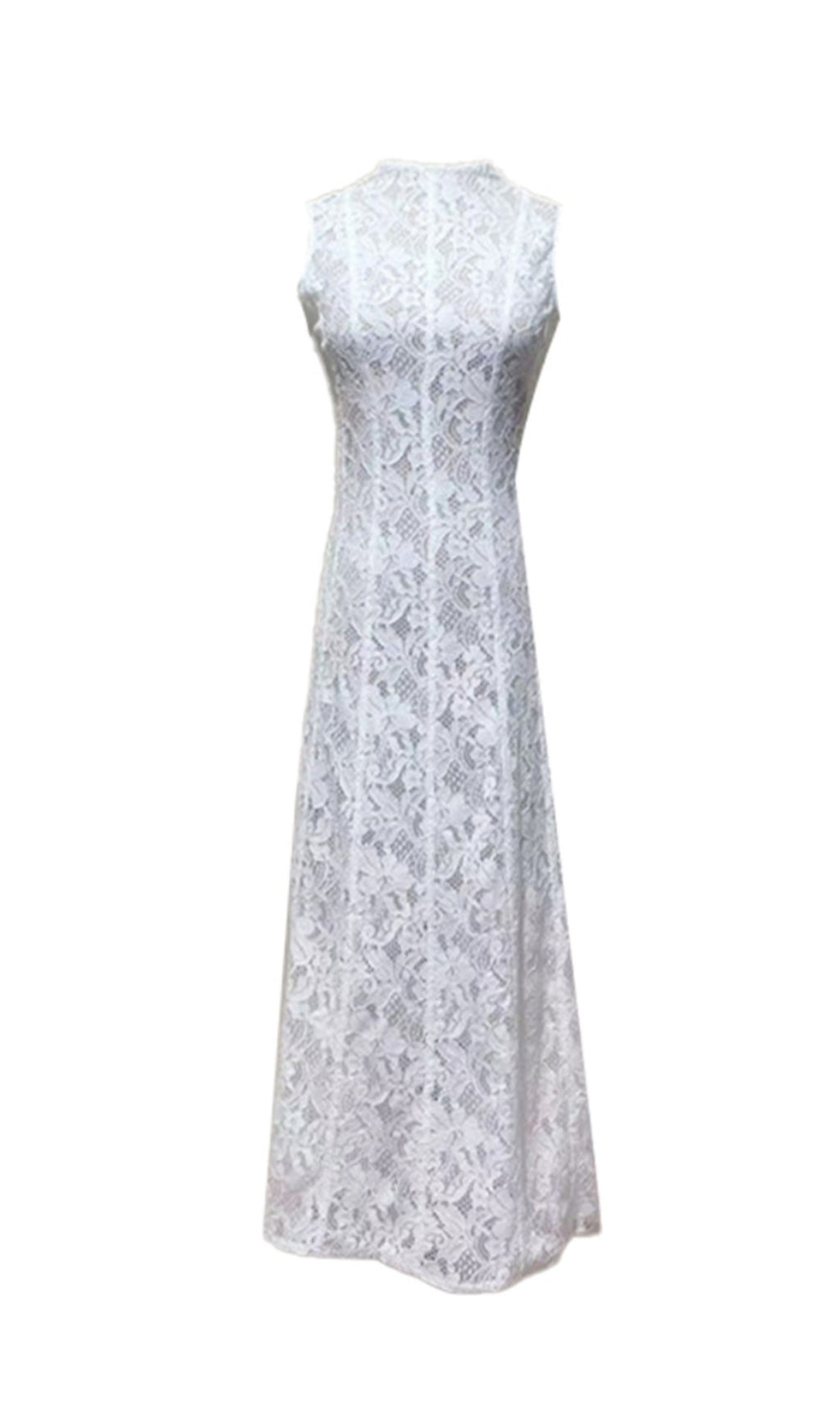 TINA EMBROIDERED LACE SLEEVELESS MAXI DRESS IN WHITE