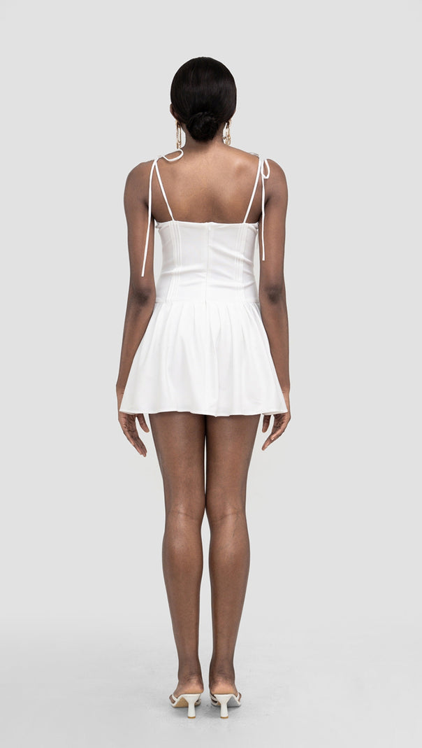AIIZIE PLEATED MINI DRESS IN WHITE - product image