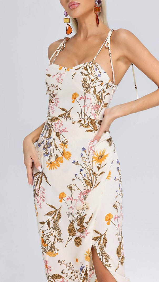 AIIZIE STRAPPY FLORAL PRINTED MIDI DRESS - product image
