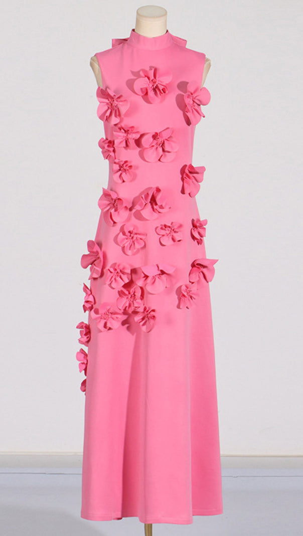 AIIZIE ANNONA PINK FLOWER EMBELLISHED MAXI DRESS - product image