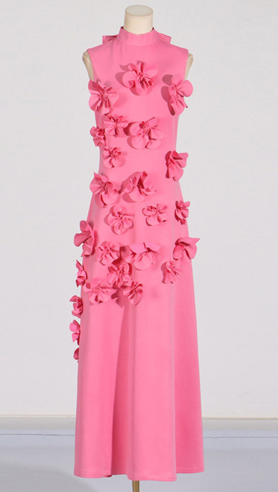 ANNONA PINK FLOWER EMBELLISHED MAXI DRESS