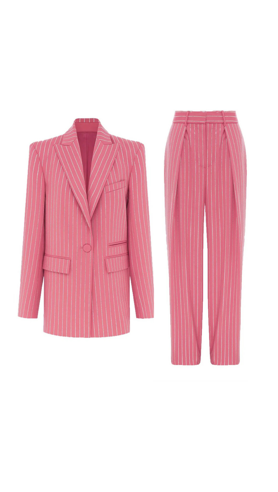 Completo blazer gessato Ally Crystal in rosa