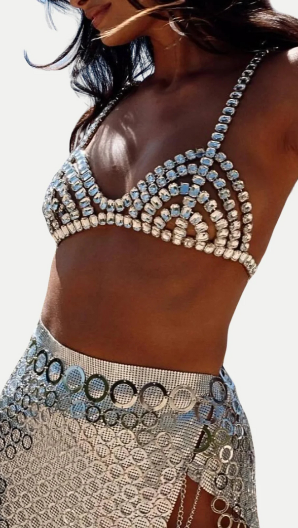 AIIZIE CAEL CRYSTAL BRA IN SILVER - product image