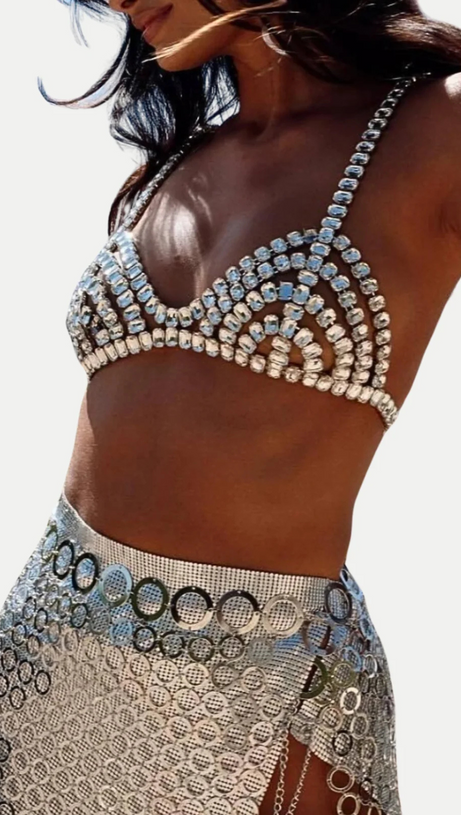 CAEL CRYSTAL BRA IN SILVER