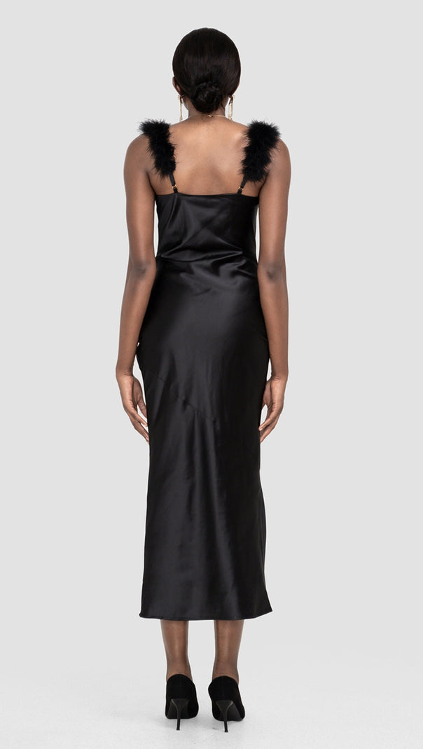 AIIZIE SATIN MAXI DRESS IN BLACK - product image