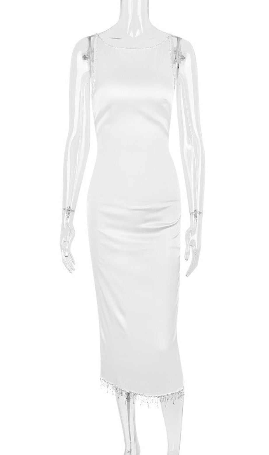 MIDIKLEID MIT KRISTALLEN IN ELFENBEIN 