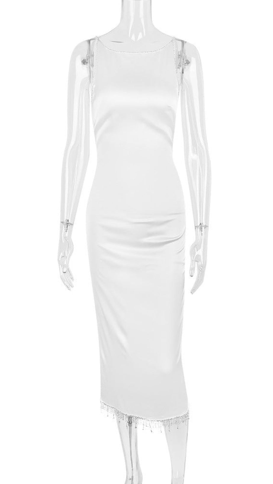 MIDIKLEID MIT KRISTALLEN IN ELFENBEIN 