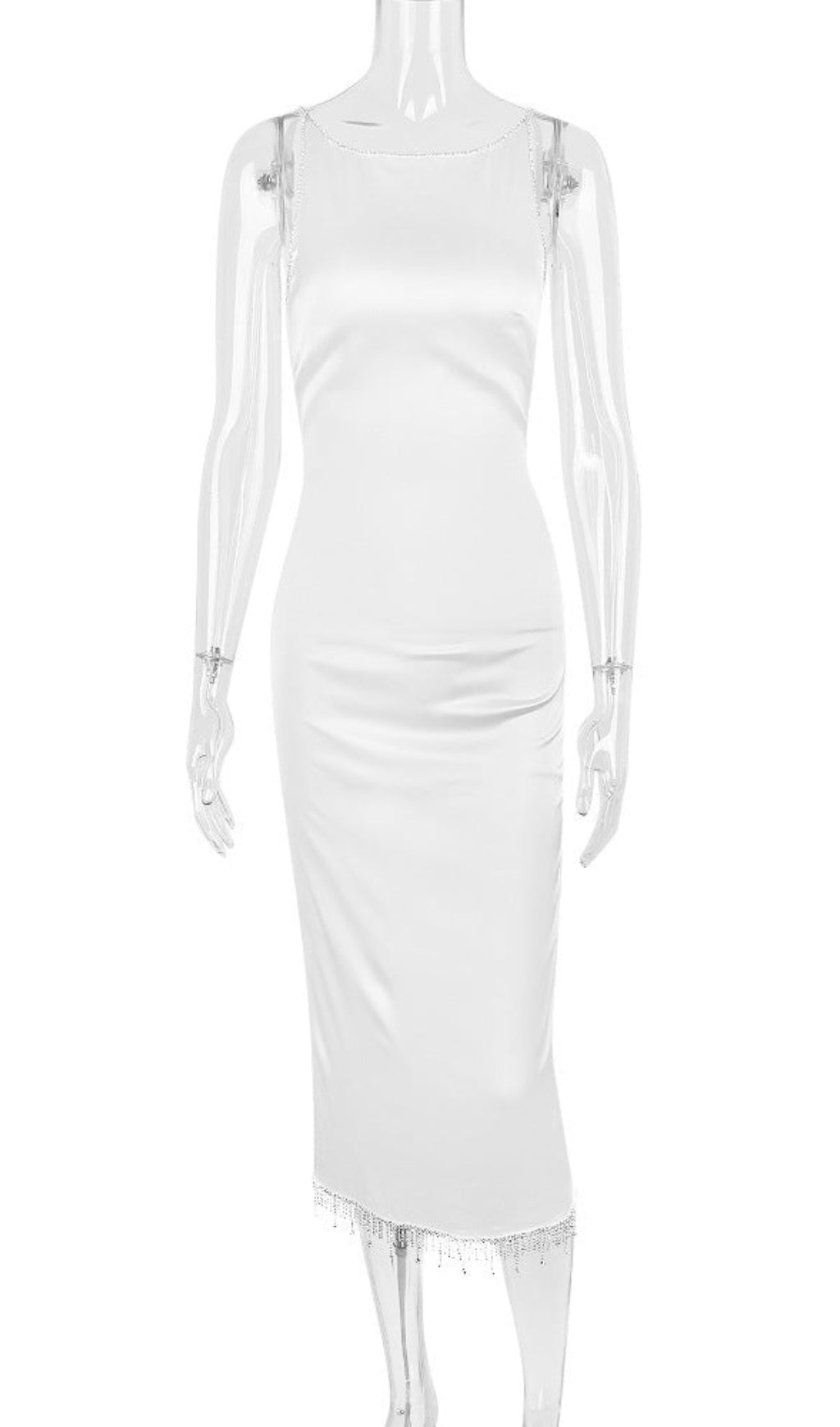 CRYSTALLISED MIDI DRESS IN IVORY