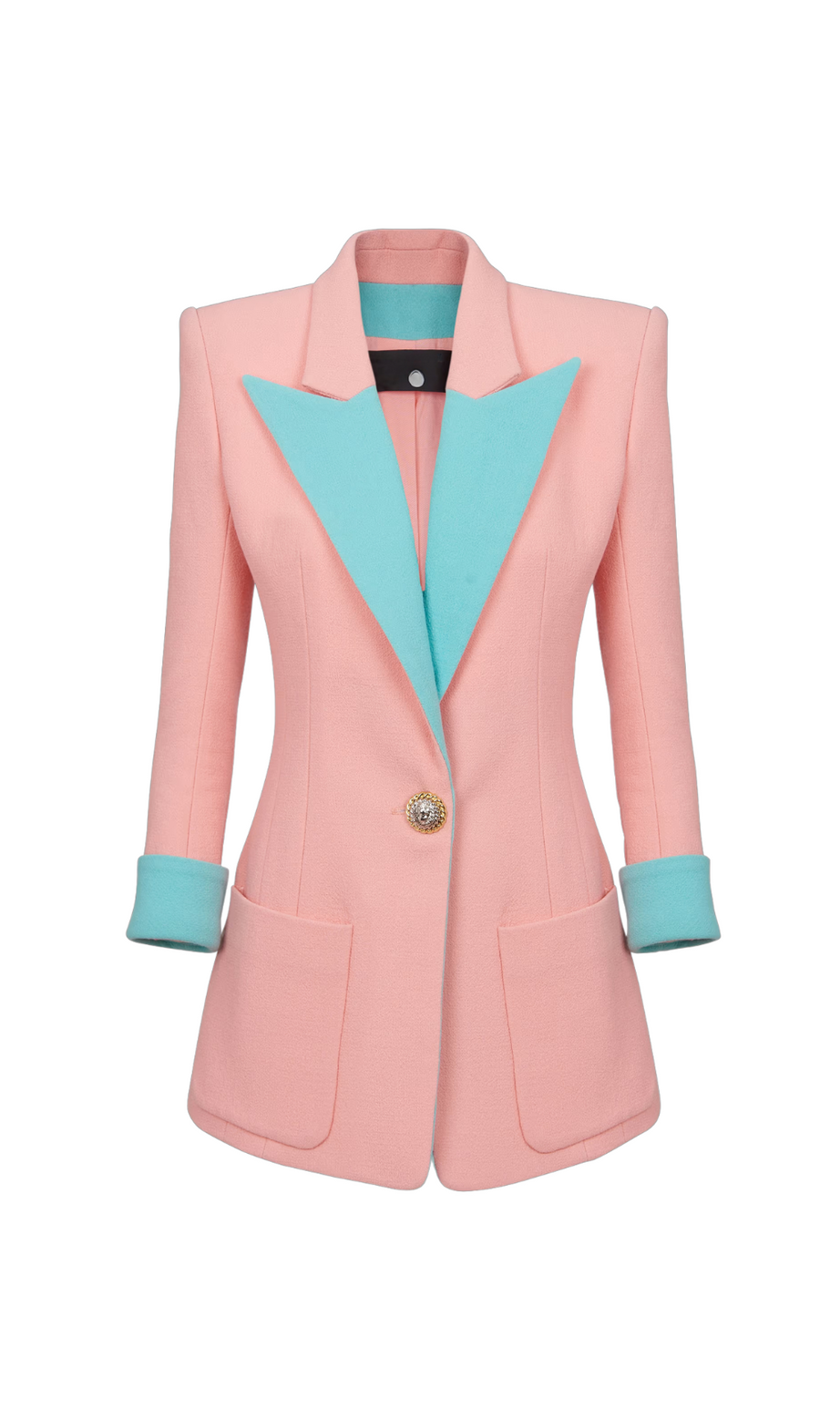 Zweifarbige Jacke aus Doppelkrepp mit 1 Knopf 