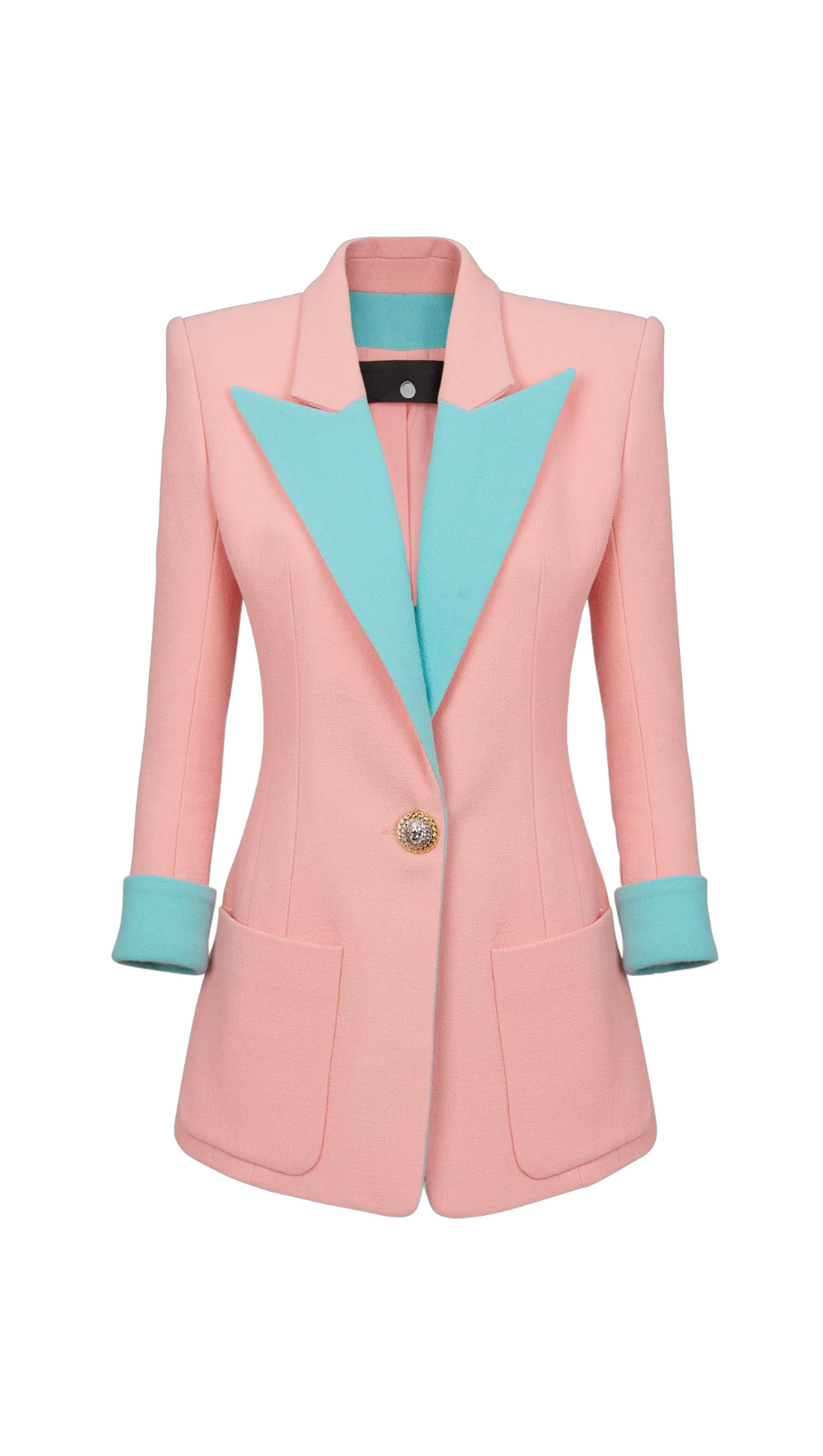 1-BUTTON DOUBLE CREPE TWO-TONE JACKET
