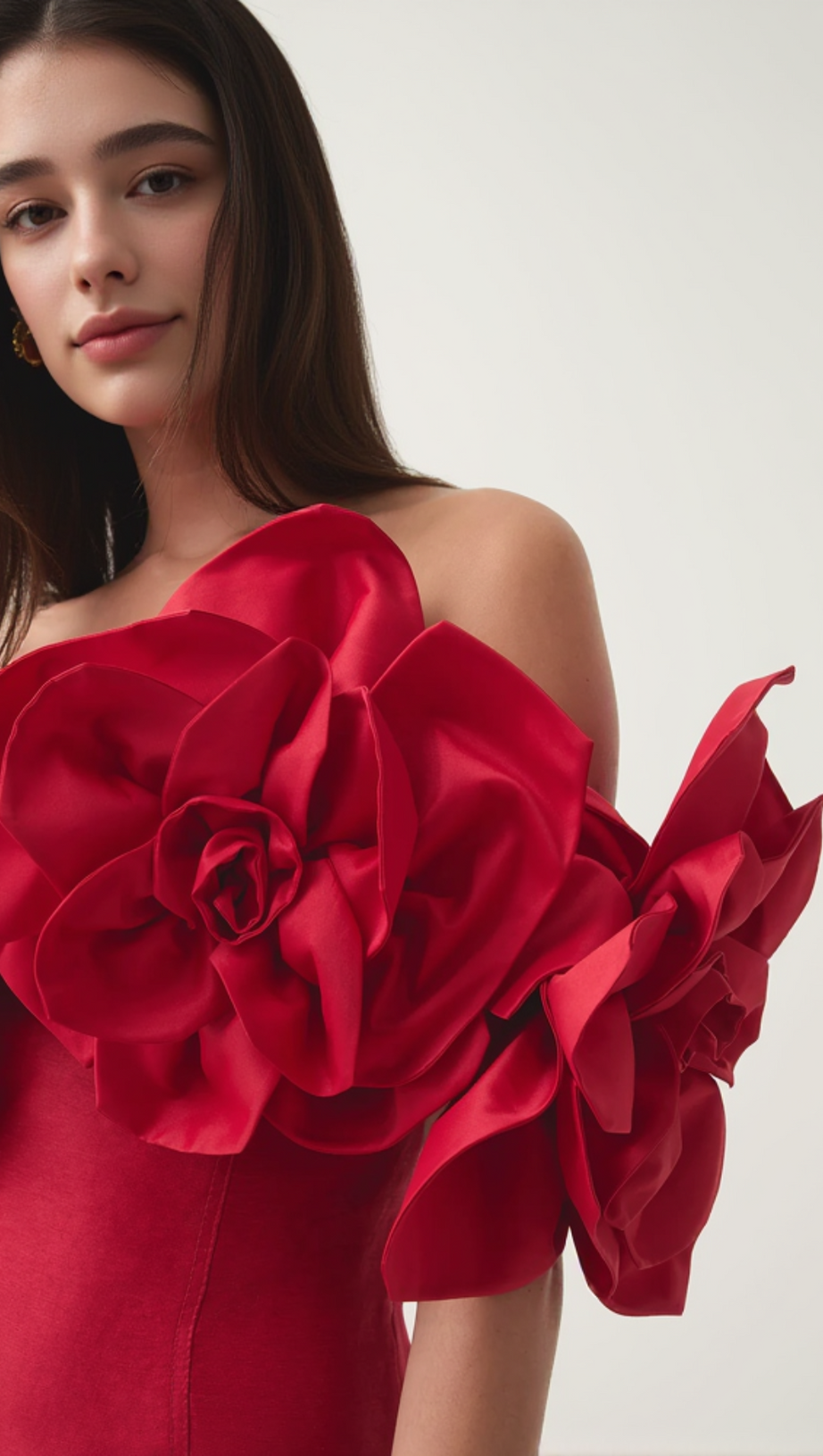 ABITO CORTO SENZA SPALLINE ETTA FLOWER ROSSO