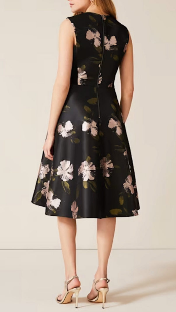 AIIZIE FLORAL JACQUARD MIDI DRESS IN BLACK - product image