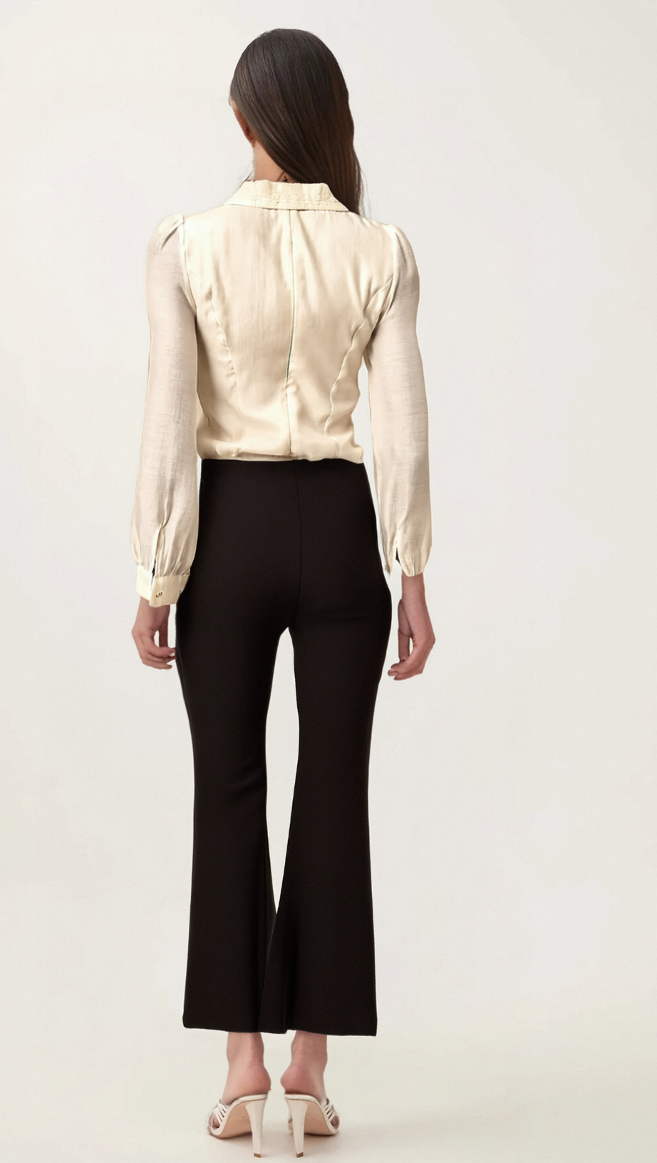 GELSOMINA BOW-EMBELLISHED FLARED TROUSERS