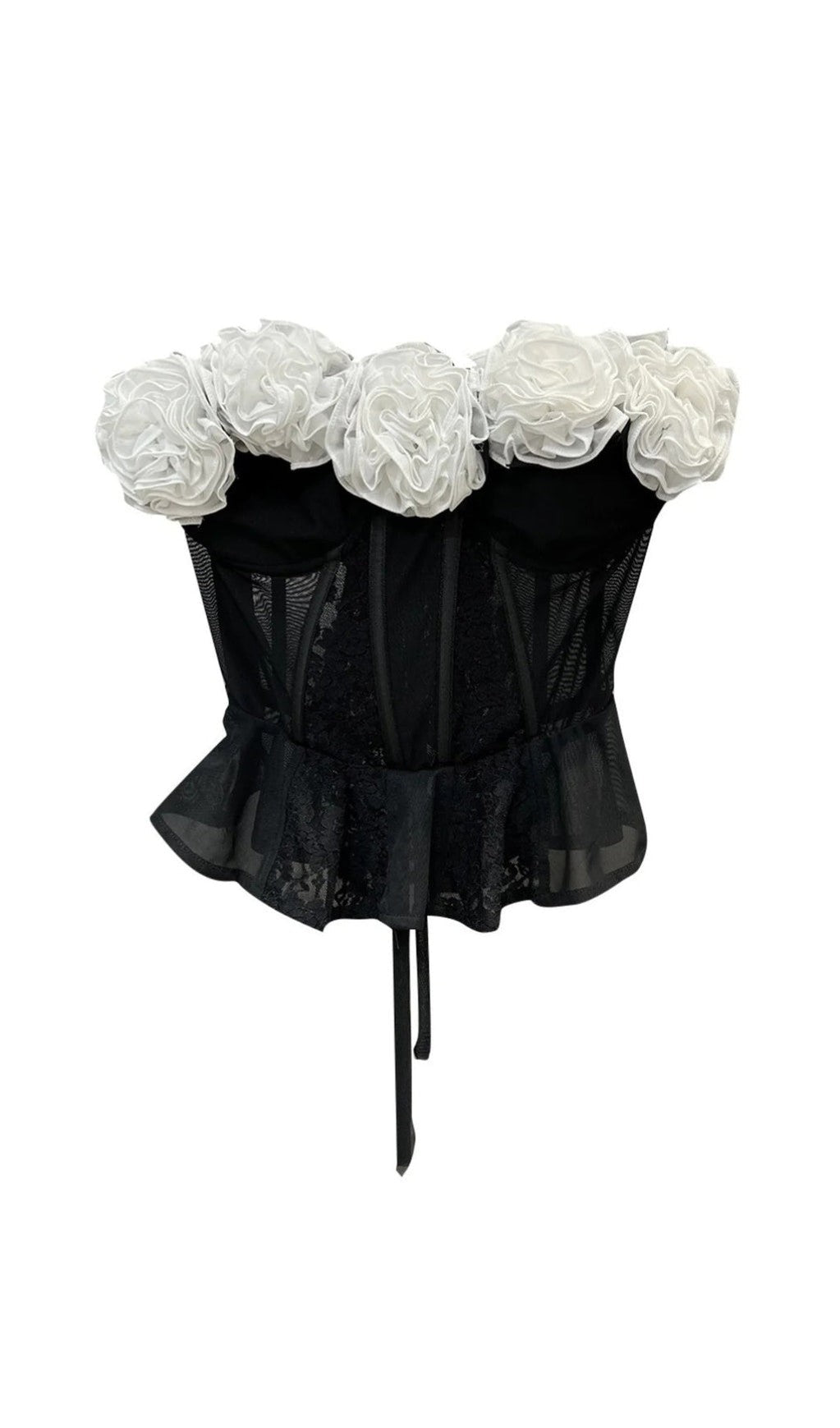 TOP IN RETE CON ALLACCIATURA A FIORI