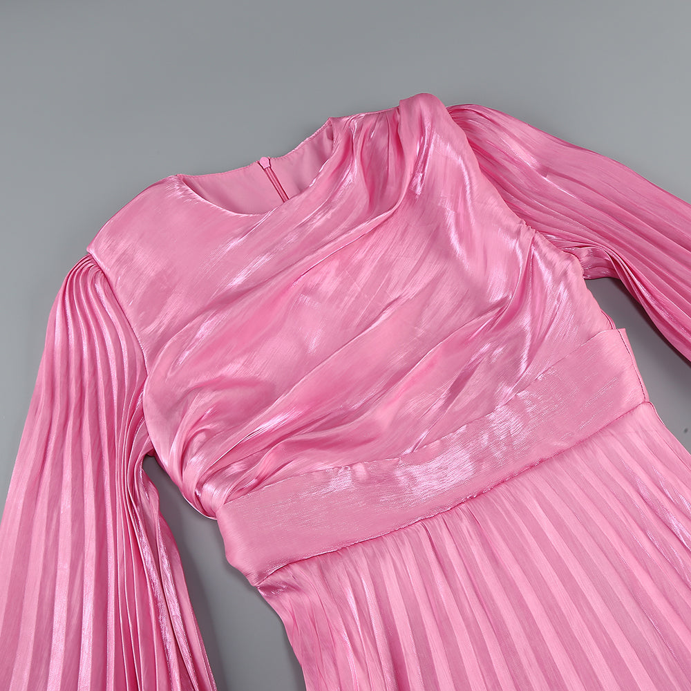 AIIZIE MANDY SLIT SLEEVE RUCHED MAXI DRESS IN ROSE PINK - product image