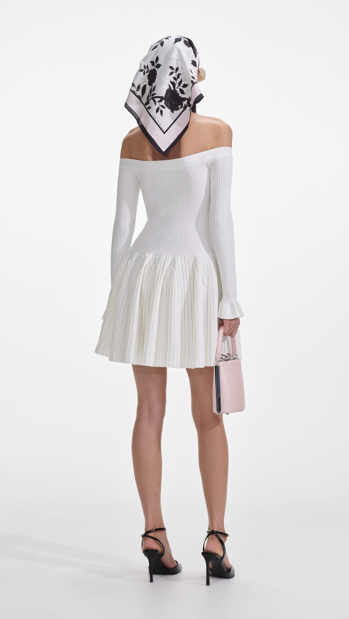 AIIZIE WHITE RIBBED KNIT MINI DRESS - product image
