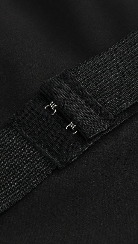 BLACK AND WHITE BEADED MINI DRESS