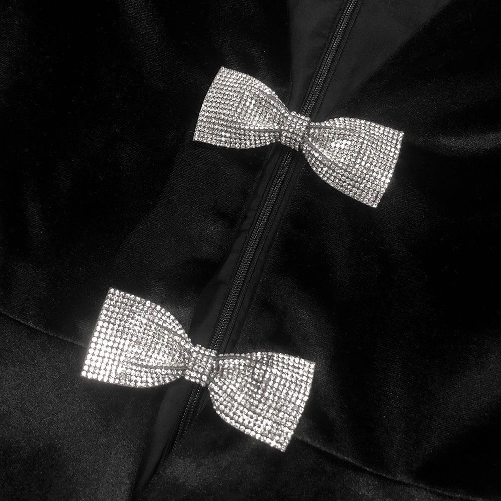 AIIZIE VICTORIA CUT OUT BOW MINI DRESS SET IN BLACK - product image